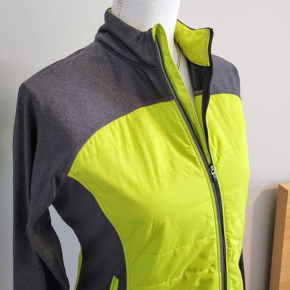 REI Airflyte Hybrid Insuated Zip Up Running Jacket - Green Gray Small - Picture 2 of 10